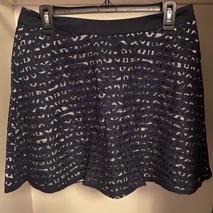 The Limited navy and white lace skirt.